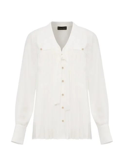Philippa Pleated Blouse-Plain