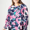 Pink Floral Shirred Cuff Top