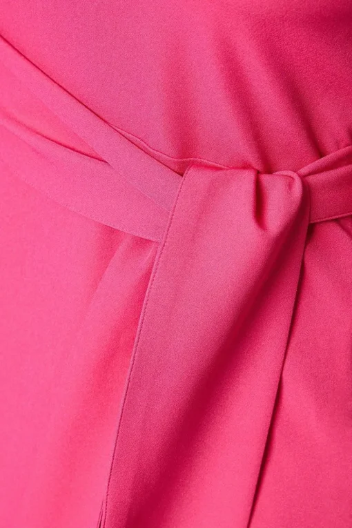 Pink One Shoulder Belted Occasion Dress