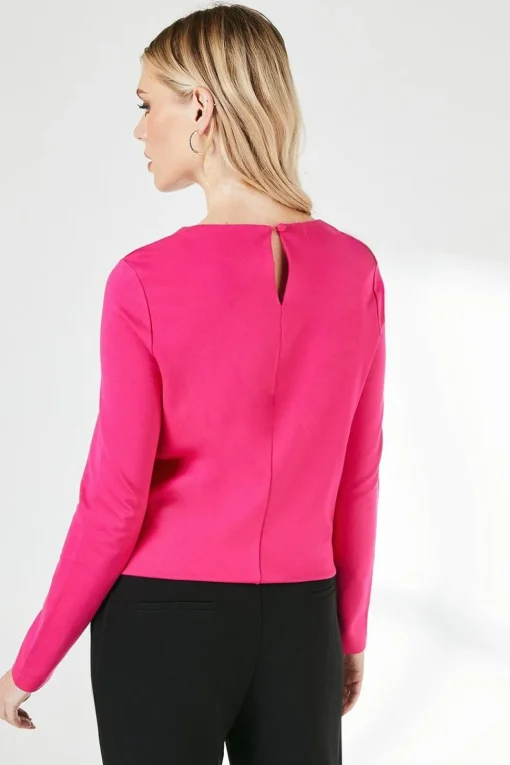 Pink Trim Detail Ponte Top