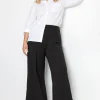 Pintuck Wide Leg Trousers