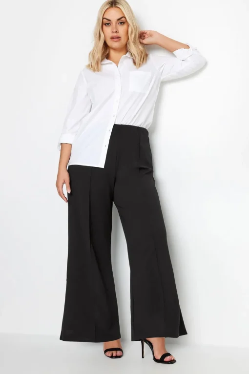 Pintuck Wide Leg Trousers