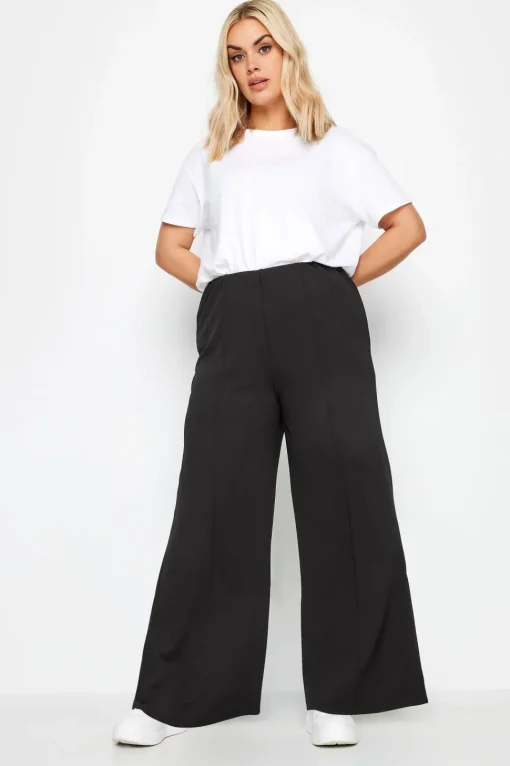 Pintuck Wide Leg Trousers