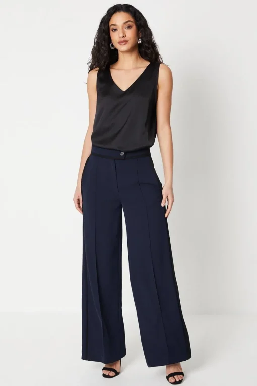Pipe Detail Wide Leg Trouser