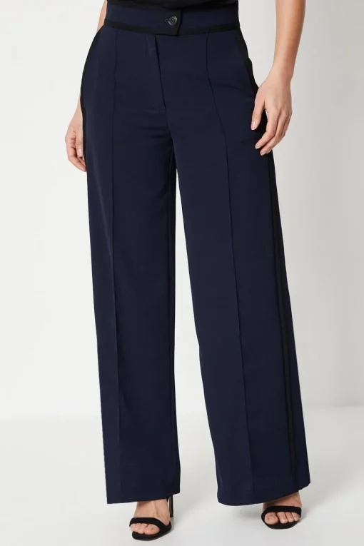 Pipe Detail Wide Leg Trouser