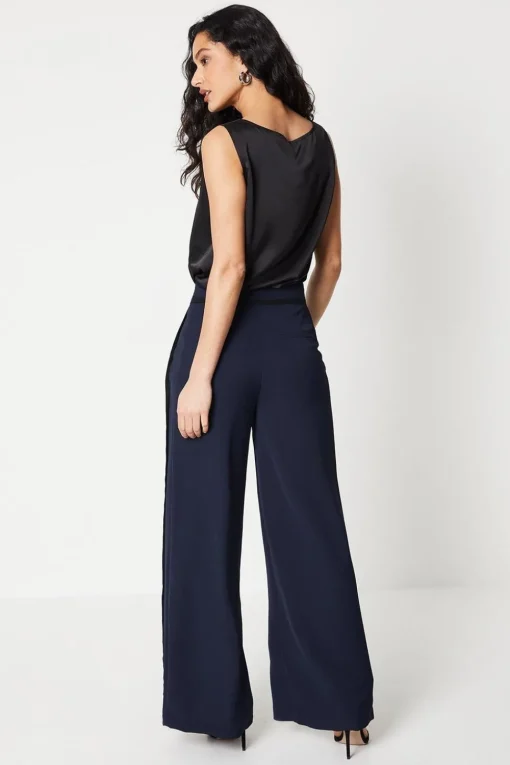Pipe Detail Wide Leg Trouser