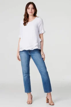 Plain 1/2 Sleeve Layered Blouse
