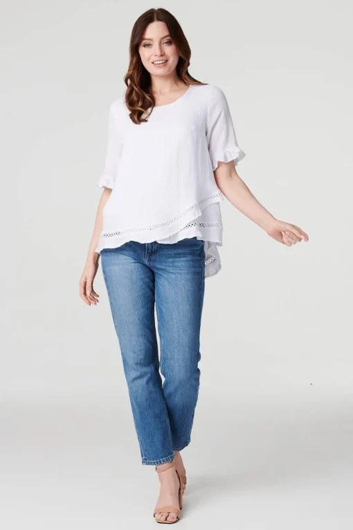 Plain 1/2 Sleeve Layered Blouse