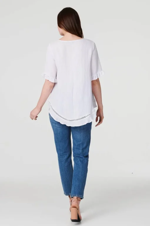 Plain 1/2 Sleeve Layered Blouse
