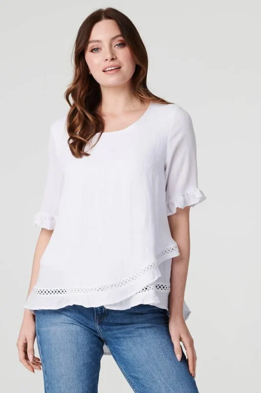 Plain 1/2 Sleeve Layered Blouse