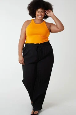 Plain Elasticated Waist Plisse Culottes