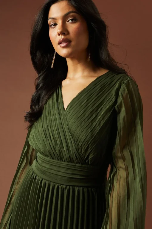 Plain Pleated Asymmetric Tiered Maxi Dress