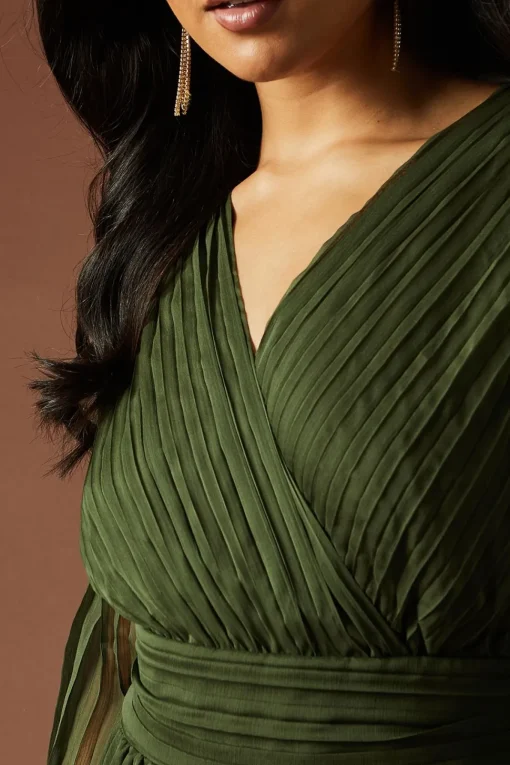 Plain Pleated Asymmetric Tiered Maxi Dress