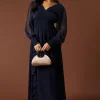 Plain Ruffle Detail Shirred Waist Midaxi Dress