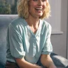 Plain V-Neck Puff 1/2 Sleeve Shirt