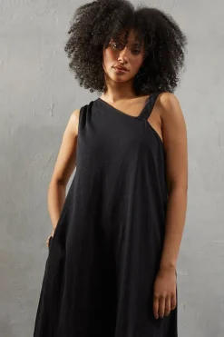 Plait Detail Asymmetric Jersey Midi Dress