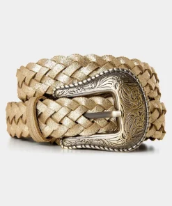 Plaited Metallic Suede Belt