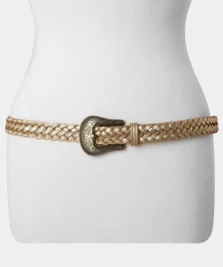 Plaited Metallic Suede Belt