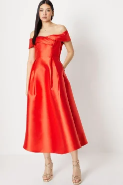Pleat Detail Midi Dress