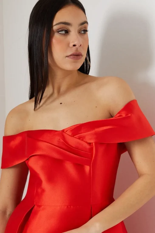 Pleat Detail Midi Dress