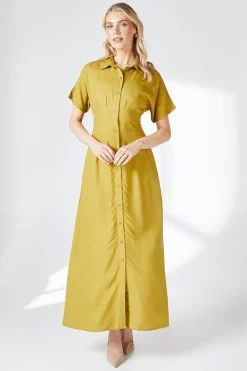 Pleat Detail Shirt Dress