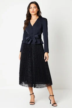 Pleated Lace Full Midi Skirt
