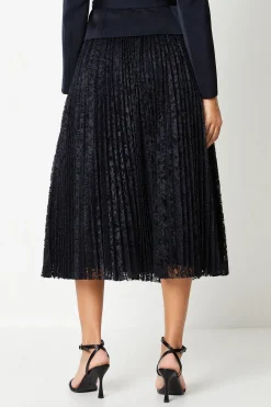 Pleated Lace Full Midi Skirt