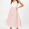 Pleated Mesh Full Midi Skirt