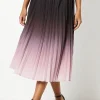 Pleated Ombre Print Midi Skirt