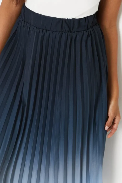 Pleated Ombre Print Midi Skirt