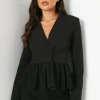 Pleated Peplum Tailored Blazer