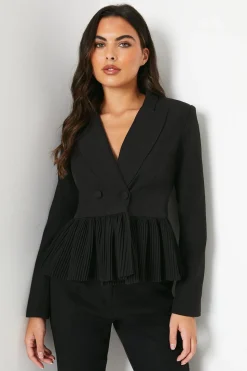 Pleated Peplum Tailored Blazer