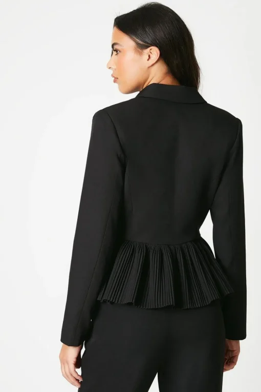 Pleated Peplum Tailored Blazer