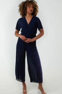 Pleated Wrapover Jumpsuit