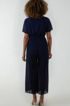 Pleated Wrapover Jumpsuit