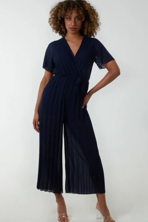 Pleated Wrapover Jumpsuit