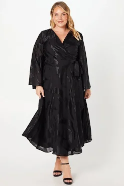 Plus Dip Hem Wrap Midi Dress