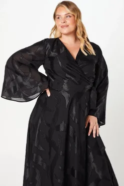 Plus Dip Hem Wrap Midi Dress