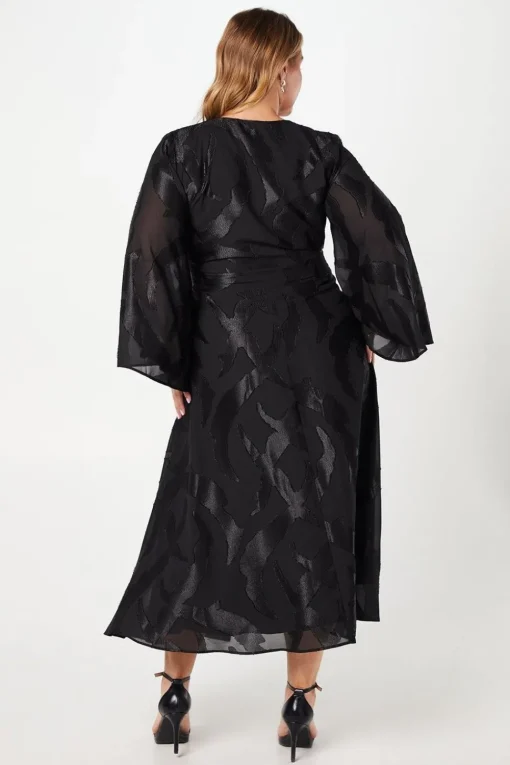 Plus Dip Hem Wrap Midi Dress
