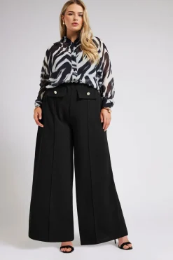 Pocket Front Wide Leg Trousers