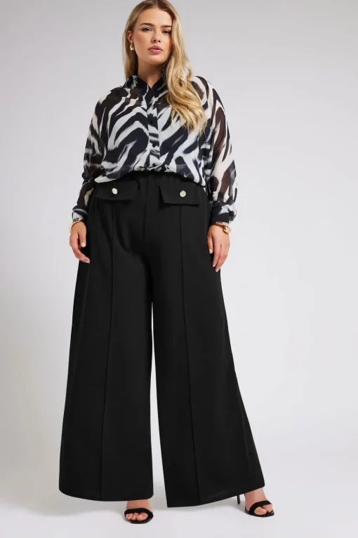 Pocket Front Wide Leg Trousers