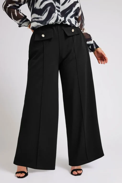 Pocket Front Wide Leg Trousers
