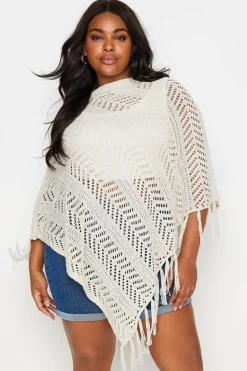 Pointelle Knitted Poncho Jumper