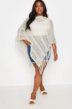 Pointelle Knitted Poncho Jumper
