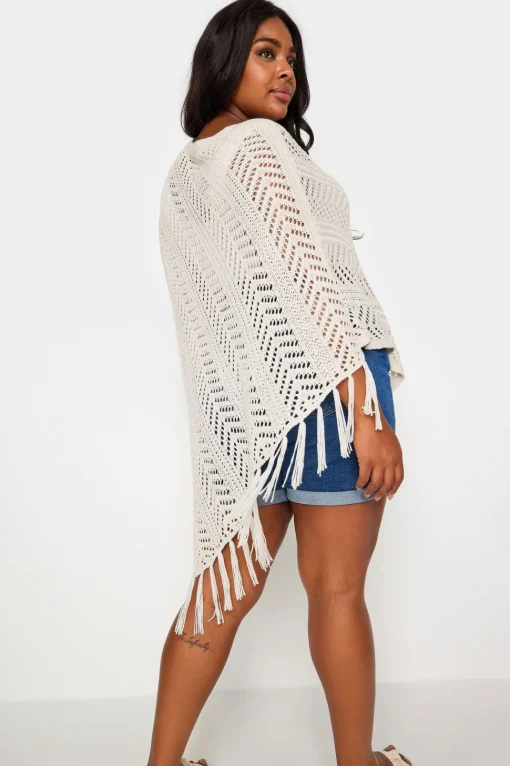 Pointelle Knitted Poncho Jumper