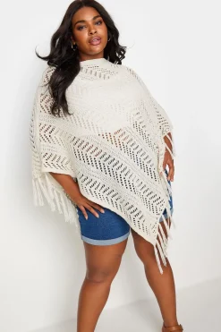 Pointelle Knitted Poncho Jumper