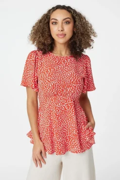 Polka Dot Peplum Blouse