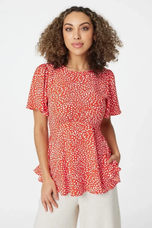 Polka Dot Peplum Blouse
