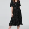 Polka Dot Pleated Midi Dress