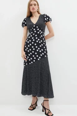Polka Dot Ruffle Midi Dress